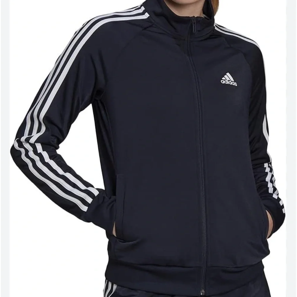 Adidas Black 3-Stripe Full Zip Track Jacket Unisex М - Picture 1 of 10